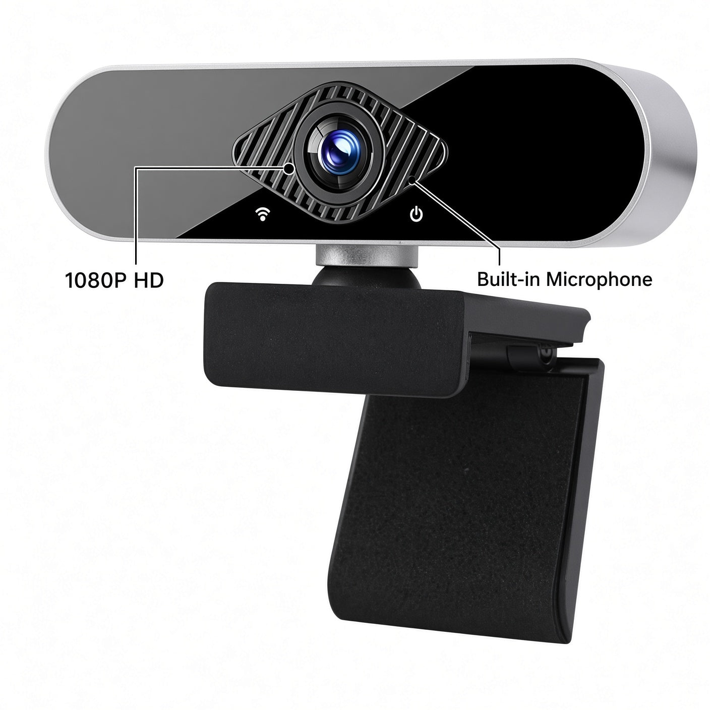 1080P USB Webcam with Built-in Microphone and Clip Mount