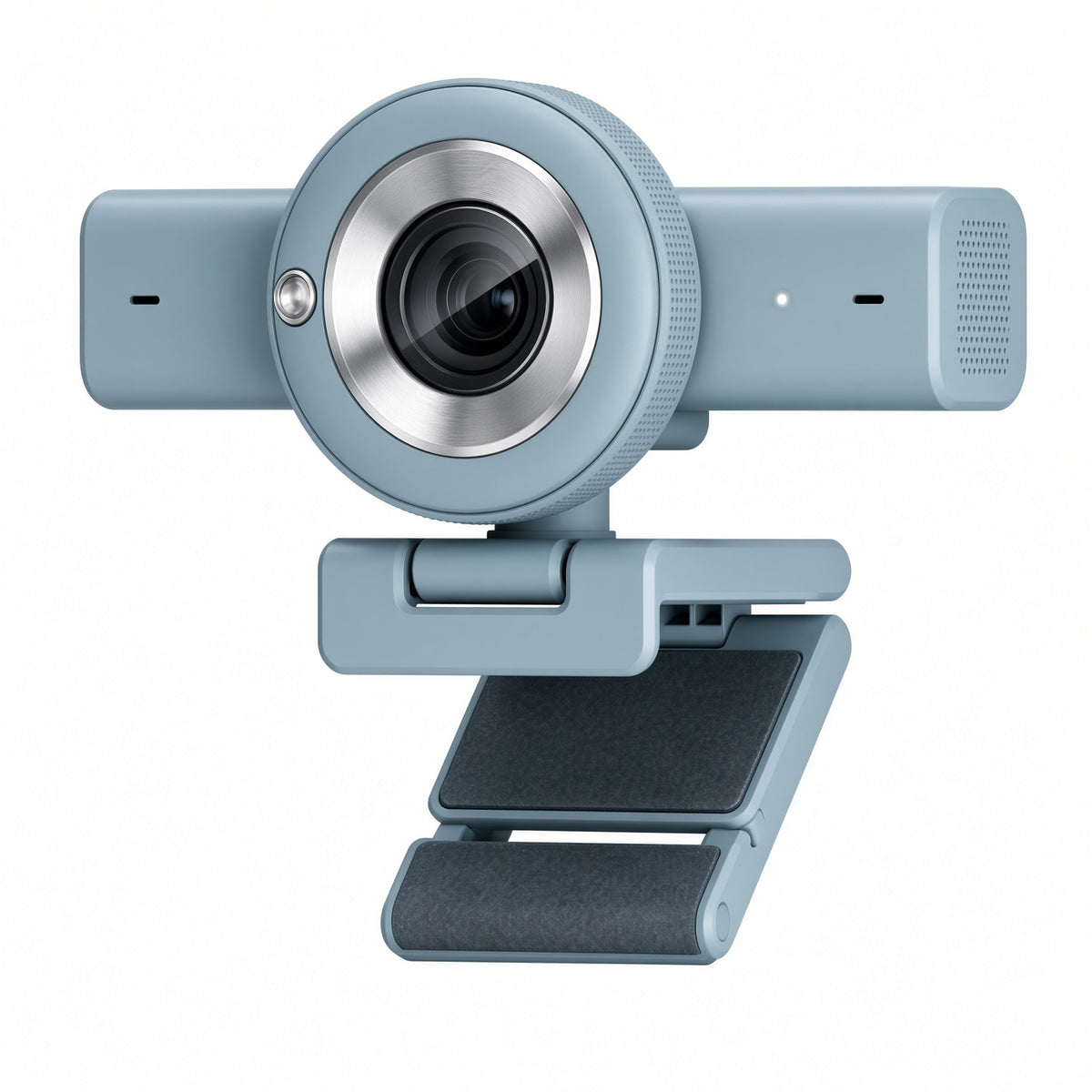 Light Blue Webcam with Dual Microphones | Clip-On USB Camera for Desktop
