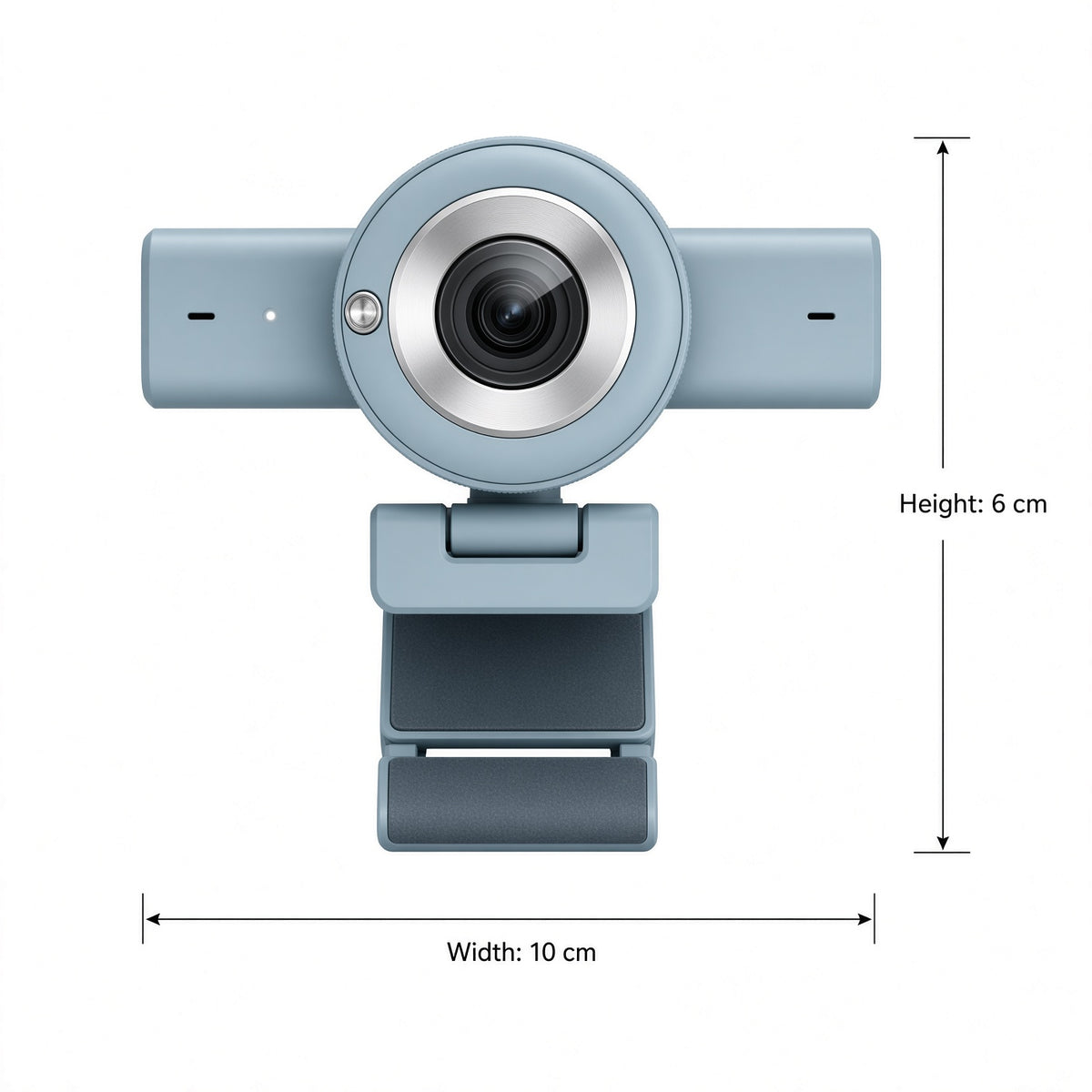 Light Blue Webcam with Dual Microphones | Clip-On USB Camera for Desktop