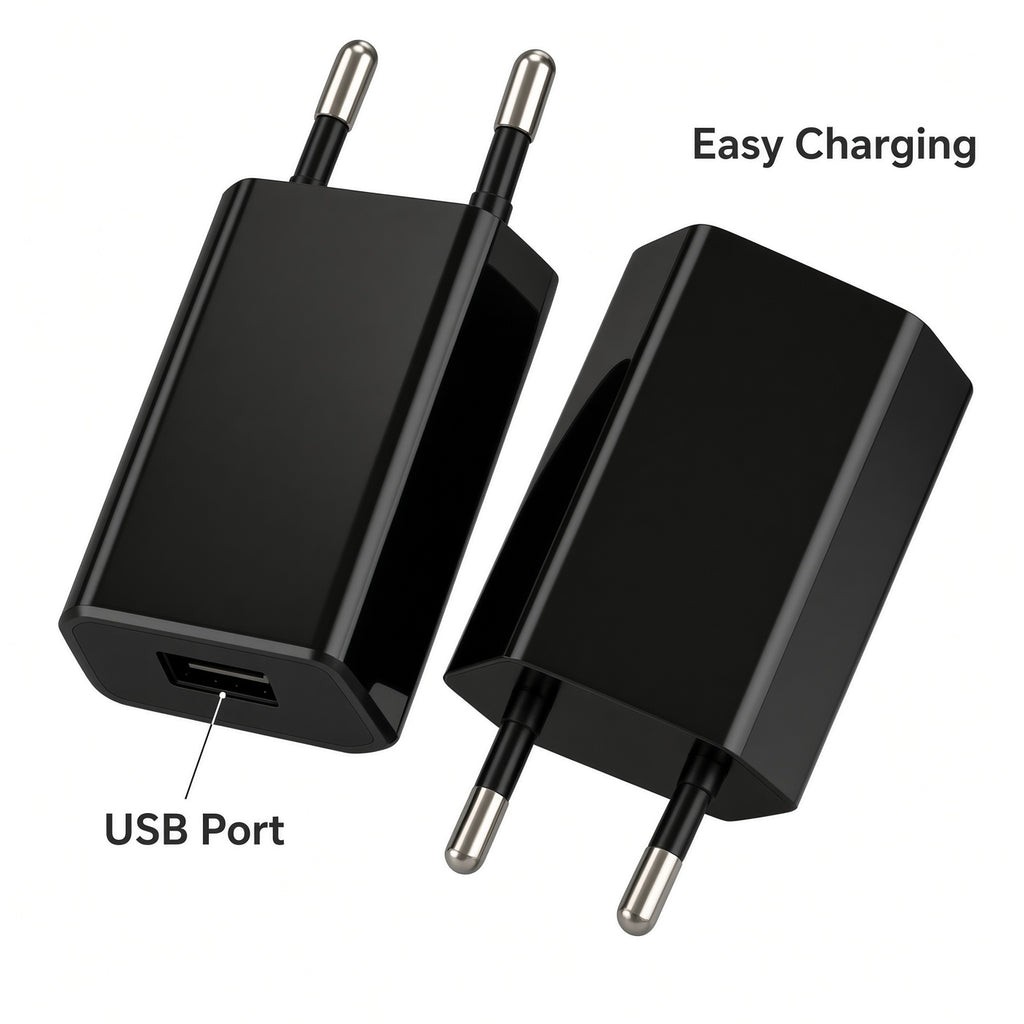 EU Plug USB Charger Adapter – Black / White Compact Design