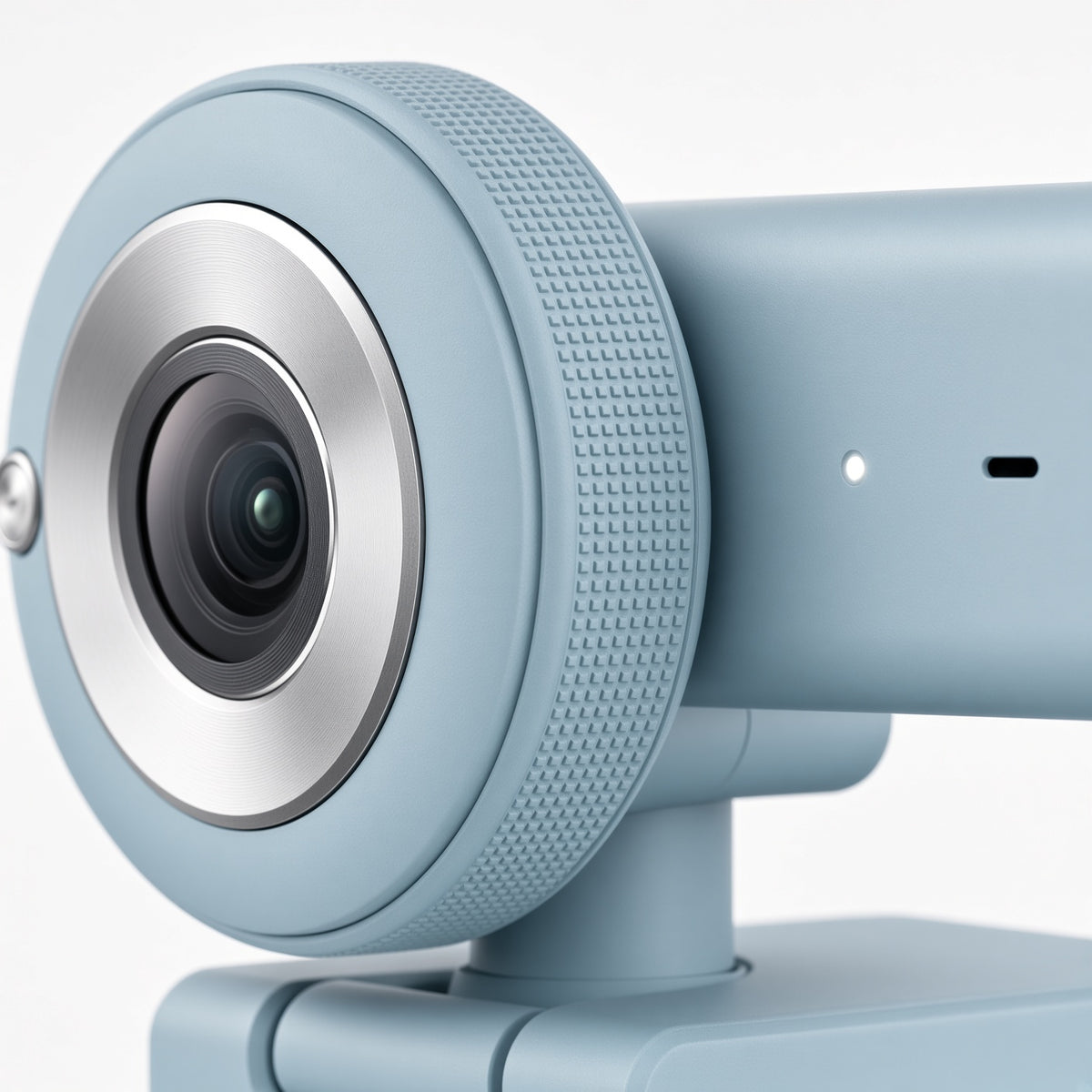 Light Blue Webcam with Dual Microphones | Clip-On USB Camera for Desktop