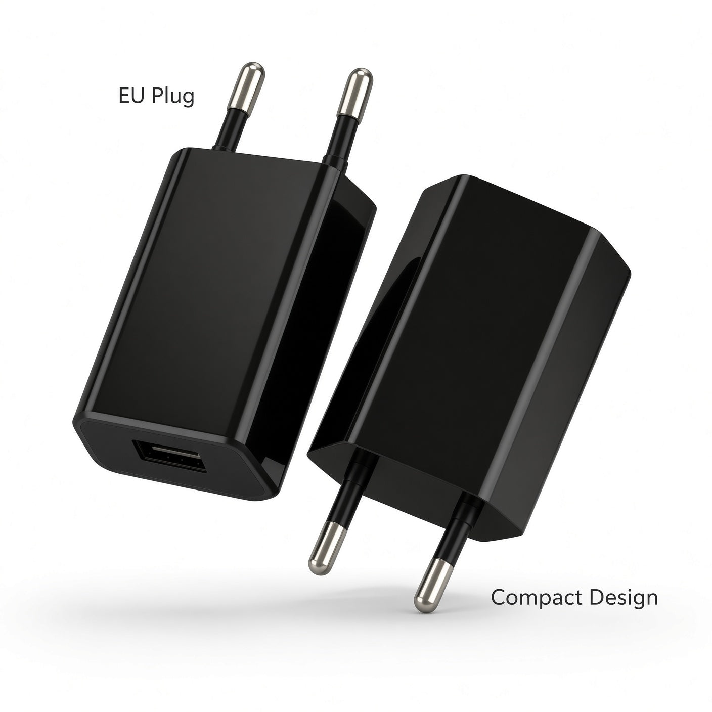 EU Plug USB Charger Adapter – Black / White Compact Design