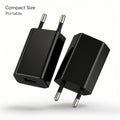 EU Plug USB Charger Adapter – Black / White Compact Design