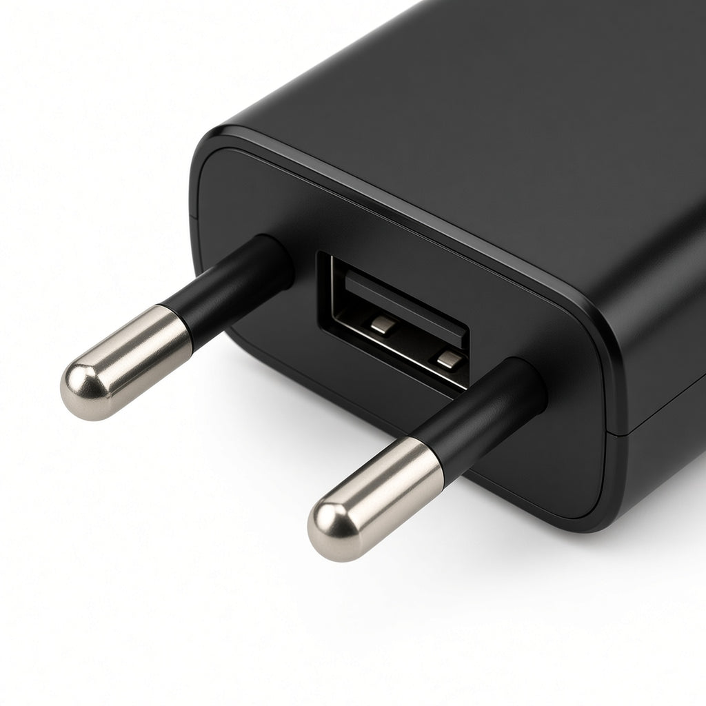 EU Plug USB Charger Adapter – Black / White Compact Design