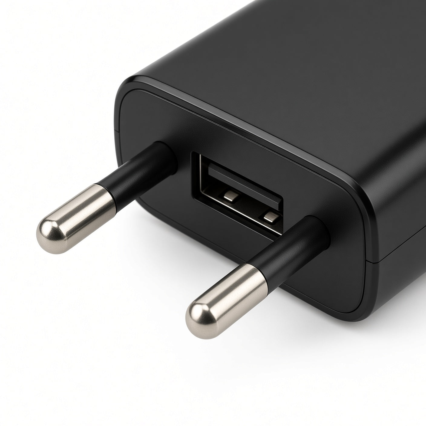 EU Plug USB Charger Adapter – Black / White Compact Design