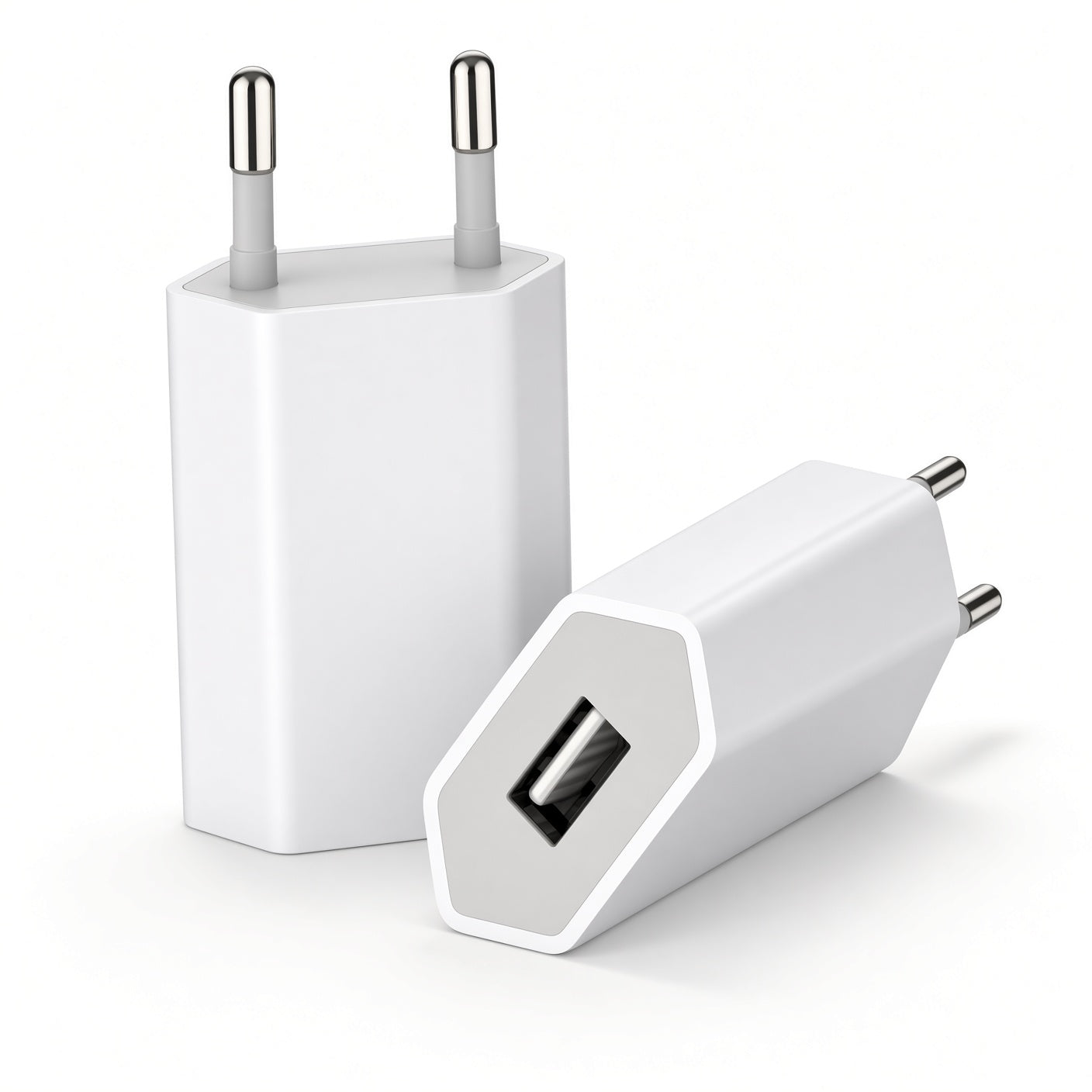 EU Plug USB Charger Adapter – Black / White Compact Design