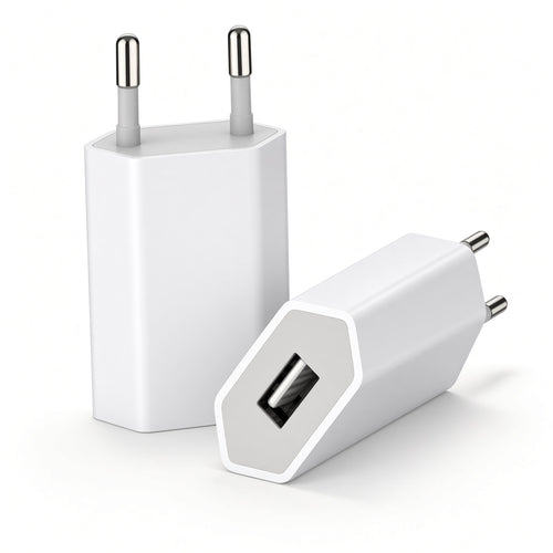 EU Plug USB Charger Adapter – Black / White Compact Design