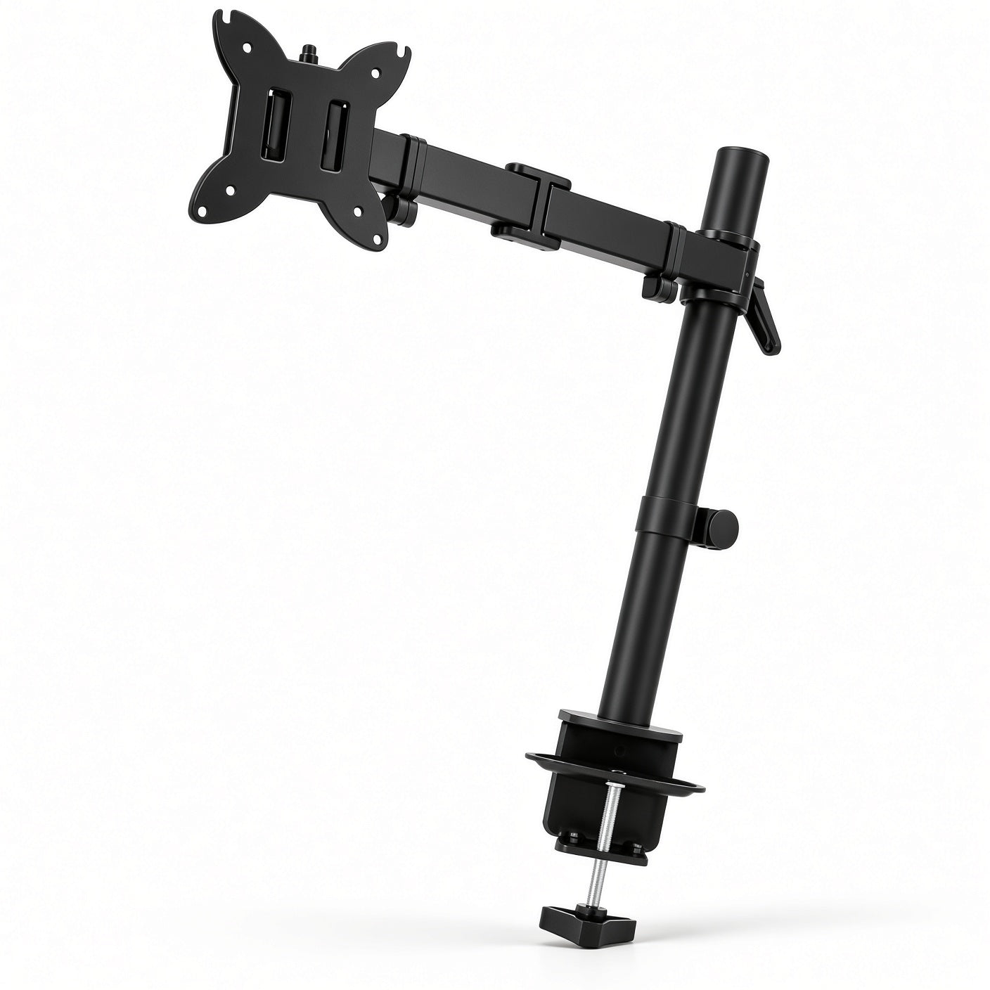 Black Adjustable Monitor Arm with Desk Clamp – VESA 75×75 / 100×100 mm