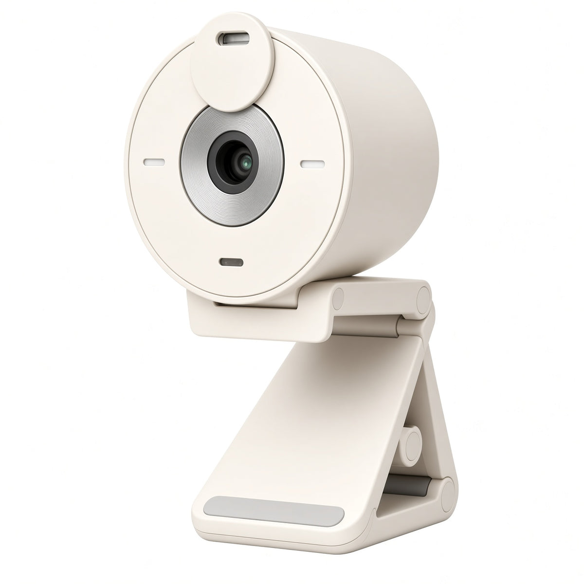 Beige Webcam with Privacy Shutter | Desktop USB Camera with Adjustable Stand