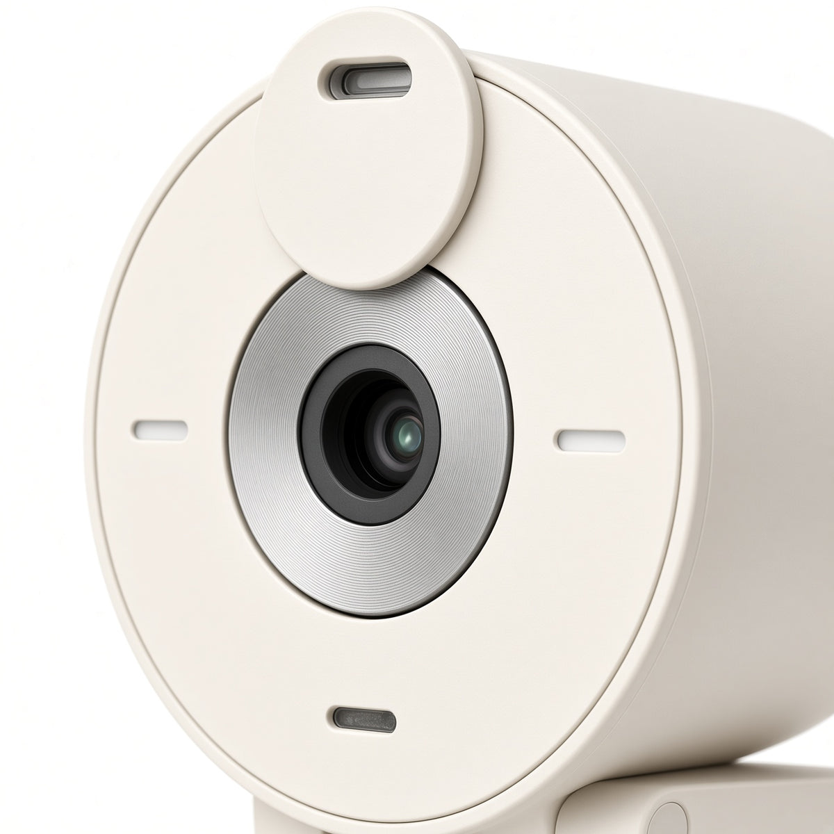 Beige Webcam with Privacy Shutter | Desktop USB Camera with Adjustable Stand