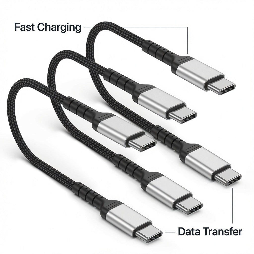Braided USB-C to USB-C Cable 3-Pack – Available in 0.3m / 0.5m / 1m / 2m