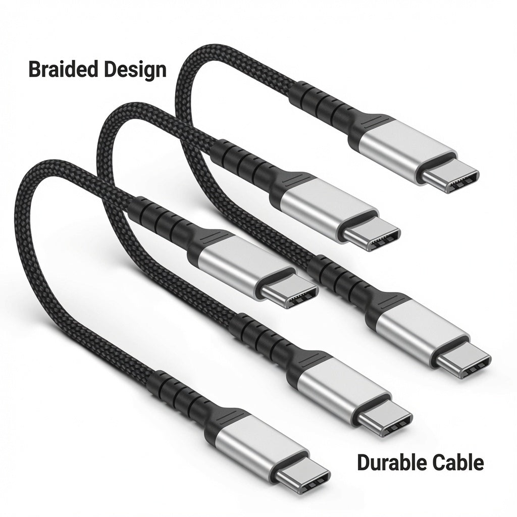Braided USB-C to USB-C Cable 3-Pack – Available in 0.3m / 0.5m / 1m / 2m